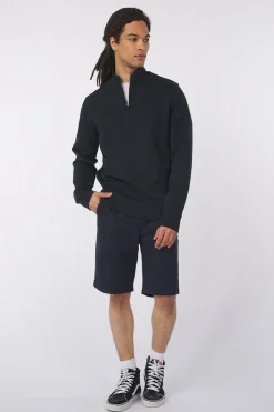 Clearance Lyle & Scott Trui Superfine Quarter Zip Tonal Dark Navy