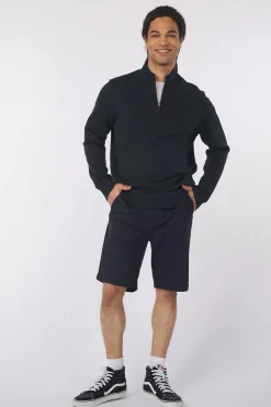 Clearance Lyle & Scott Trui Superfine Quarter Zip Tonal Dark Navy