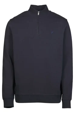 Clearance Lyle & Scott Trui Superfine Quarter Zip Tonal Dark Navy
