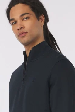 Clearance Lyle & Scott Trui Superfine Quarter Zip Tonal Dark Navy