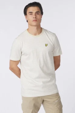 Discount Lyle & Scott T-Shirt Linen Blend Breton Stripe Legacy Plaza Taupe