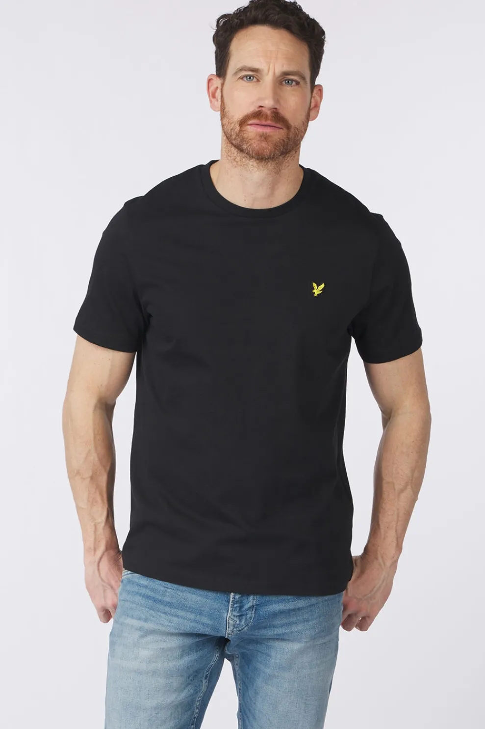 New Lyle & Scott T-Shirt Mountain Borders Graphic Graphics Denim Shade Fresh