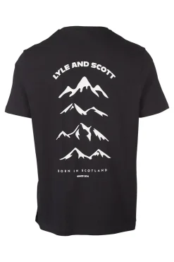 New Lyle & Scott T-Shirt Mountain Borders Graphic Graphics Denim Shade Fresh