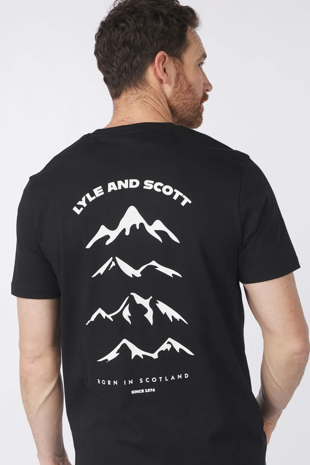 New Lyle & Scott T-Shirt Mountain Borders Graphic Graphics Denim Shade Fresh