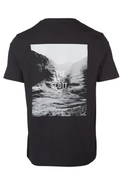 Clearance Lyle & Scott T-Shirt Scottish Hills Graphic Graphics Denim Shade Fresh