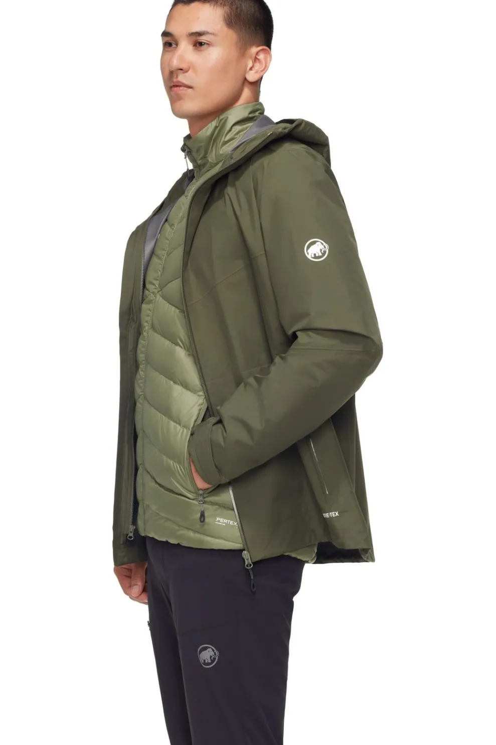 Outlet Mammut 3-In-1 Jas Convey 3 In 1 Hs Hooded Jacket Men dark khaki/mid khaki