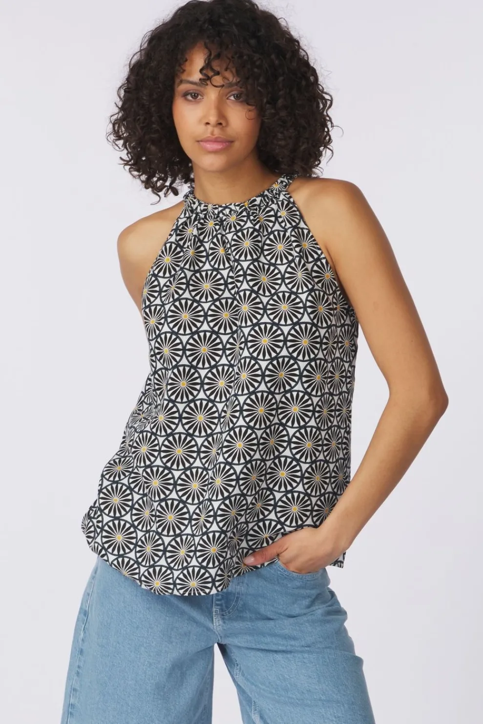 Blouse Woven Top, Flared Shape, Bow At Back, Print-Marc O'Polo Clearance