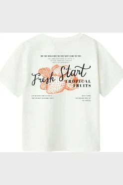 New Name It T-Shirt Nkfboway Heavy Cloud Dancer/ Arcadian Green