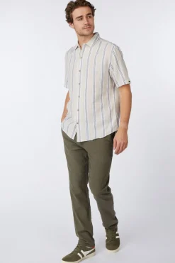 Clearance No Excess Hemd Shirt Dobby Vertical Stripe With Linen
