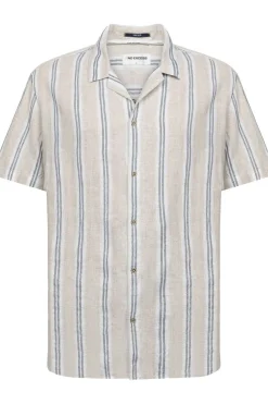 Clearance No Excess Hemd Shirt Dobby Vertical Stripe With Linen