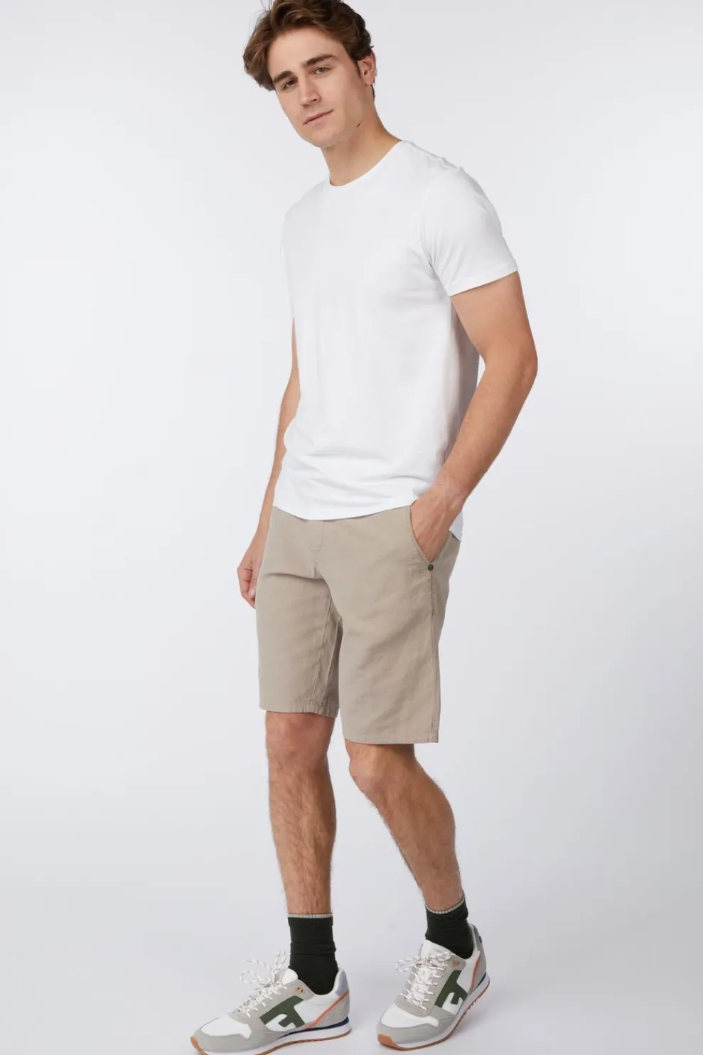 Short Shorts With Linen Garment Dyed-No Excess Online