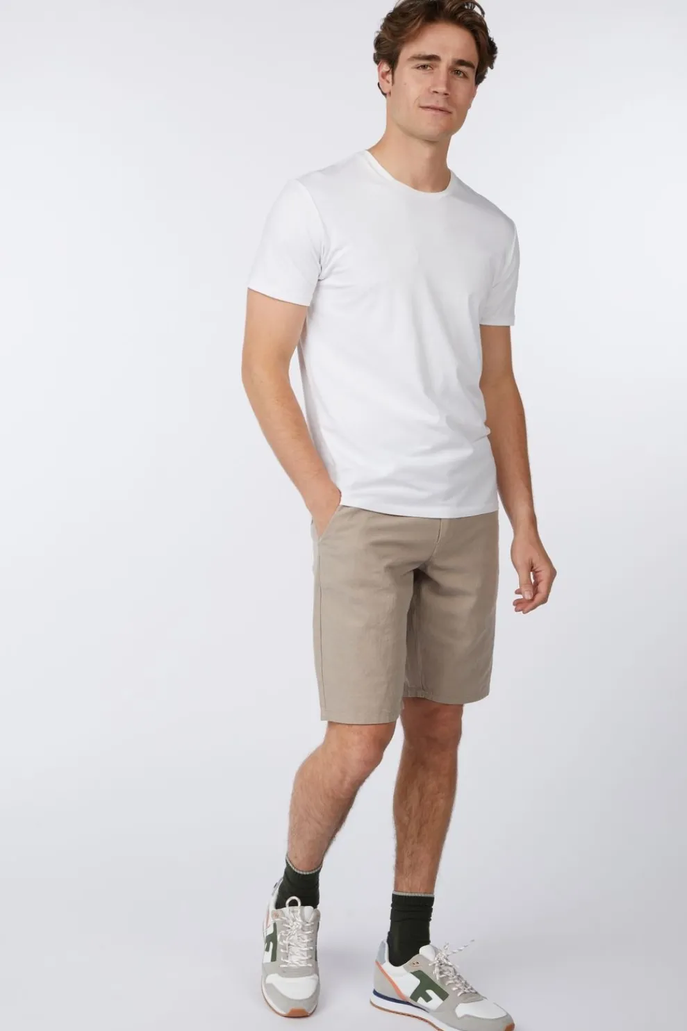 Short Shorts With Linen Garment Dyed-No Excess Online