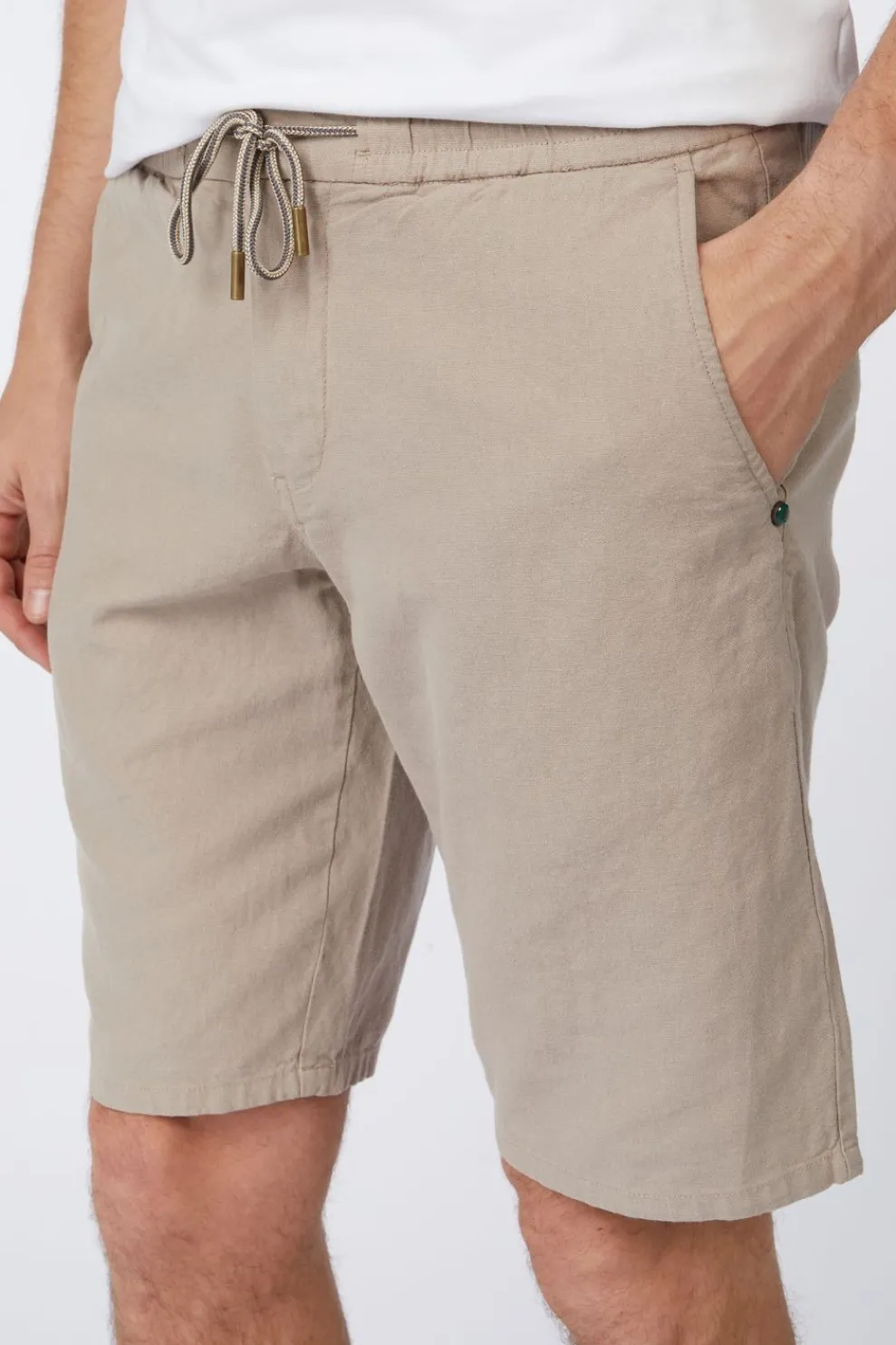 Short Shorts With Linen Garment Dyed-No Excess Online