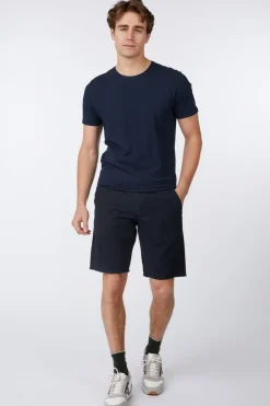 Discount No Excess Short Shorts With Linen Garment Dyed dark blue