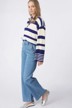 Outlet Numph Jeans Amber W. Buttons Long Blueprint