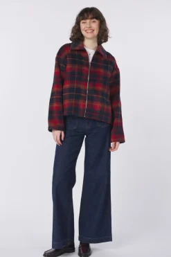 Hot Object Bomber jacket Seline Sky Captain Check Flame