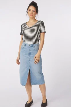 Best Object T-Shirt Thea White Stripes:Sky Captain Col