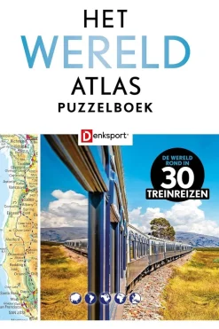 Het Wereld Atlas Treinreizen Puzzelboek - Denksport-Outdoor New