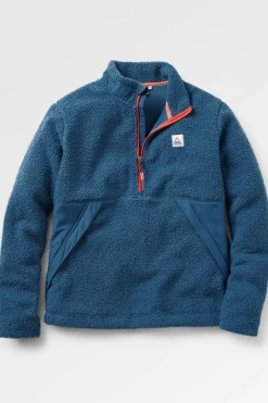 New Passenger Clothing ltd Fleece Mens Muse Polar Lined Sherpa 1/4 Zip Blue Steel
