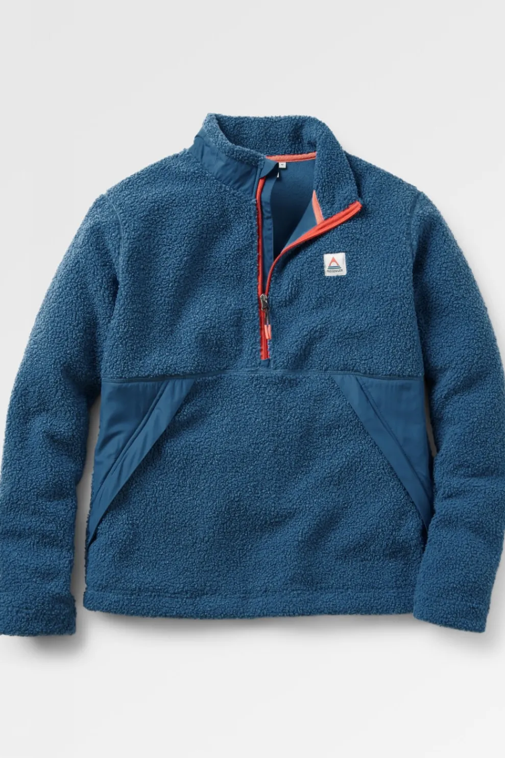 New Passenger Clothing ltd Fleece Mens Muse Polar Lined Sherpa 1/4 Zip Blue Steel