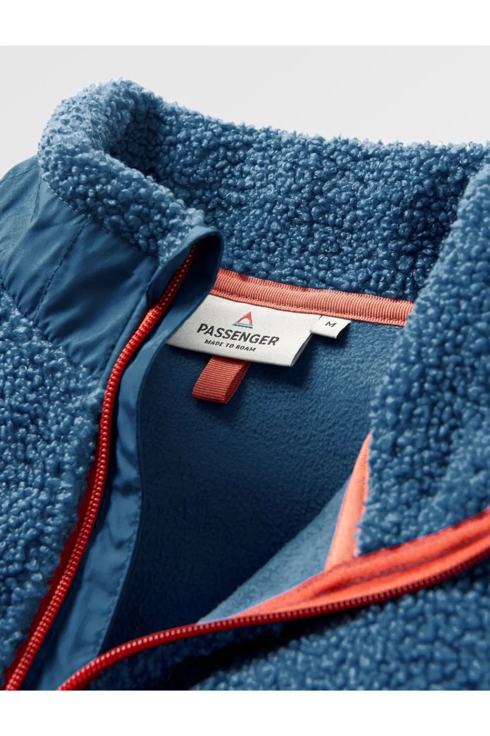 New Passenger Clothing ltd Fleece Mens Muse Polar Lined Sherpa 1/4 Zip Blue Steel