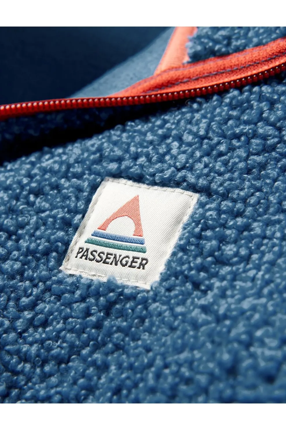 New Passenger Clothing ltd Fleece Mens Muse Polar Lined Sherpa 1/4 Zip Blue Steel