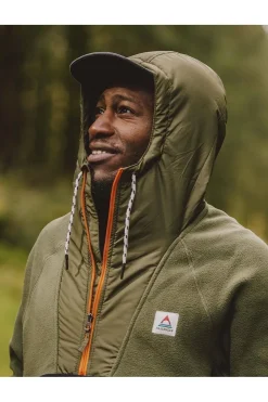 Outlet Passenger Clothing ltd Fleece Woodland Hooded 1/2 Zip Recycled Polar True Black / Khaki