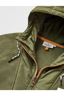 Outlet Passenger Clothing ltd Fleece Woodland Hooded 1/2 Zip Recycled Polar True Black / Khaki