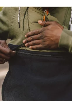 Outlet Passenger Clothing ltd Fleece Woodland Hooded 1/2 Zip Recycled Polar True Black / Khaki