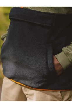 Outlet Passenger Clothing ltd Fleece Woodland Hooded 1/2 Zip Recycled Polar True Black / Khaki