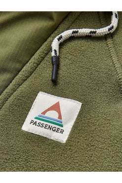 Outlet Passenger Clothing ltd Fleece Woodland Hooded 1/2 Zip Recycled Polar True Black / Khaki