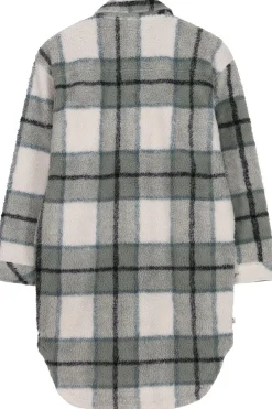 Discount Passenger Clothing ltd Fleece Cloudy Recycled Sherpa Longline Fleece Shirt Pistachio Check