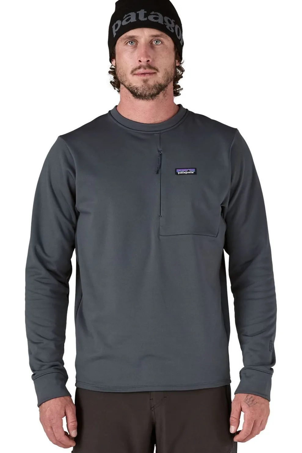 Best Patagonia Fleece M'S R1 Thermal Crew Smolder Blue
