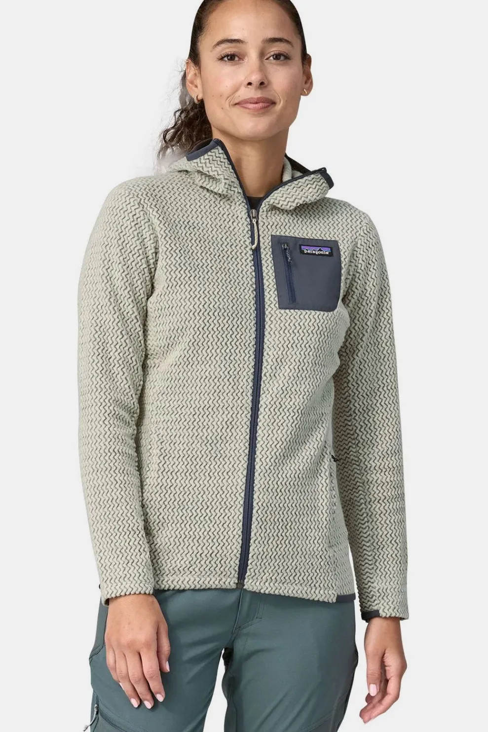 New Patagonia Fleece R1 Air Full-Zip Hoodie Wool White