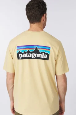 Clearance Patagonia T-Shirt P6 Logo Responsibilitee Beeswax Tan
