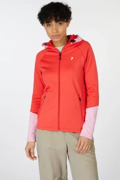 Online Peak Performance Fleece W Rider Zip Hood Brilliant Red/Morning Dew/