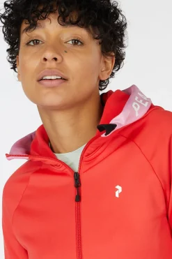 Online Peak Performance Fleece W Rider Zip Hood Brilliant Red/Morning Dew/