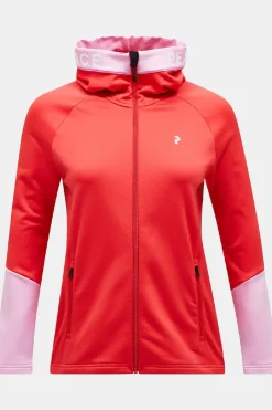 Online Peak Performance Fleece W Rider Zip Hood Brilliant Red/Morning Dew/