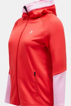 Online Peak Performance Fleece W Rider Zip Hood Brilliant Red/Morning Dew/