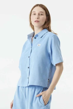 Fashion Picture Organic Clothing T-Shirt Sesia Cord Shirt Vista Blue