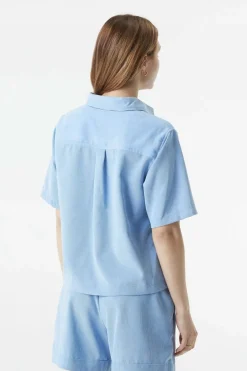 Fashion Picture Organic Clothing T-Shirt Sesia Cord Shirt Vista Blue