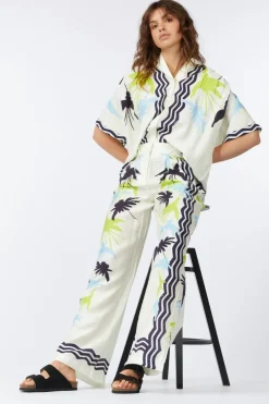 New Pom Amsterdam Broek Artisan Lime White