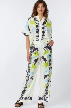 New Pom Amsterdam Broek Artisan Lime White