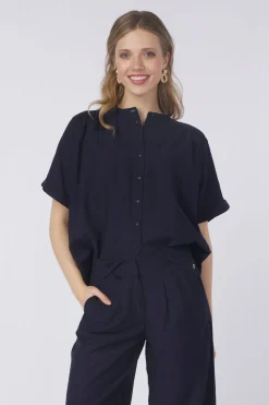 New Pom Amsterdam Hemd Deep Dark Blue