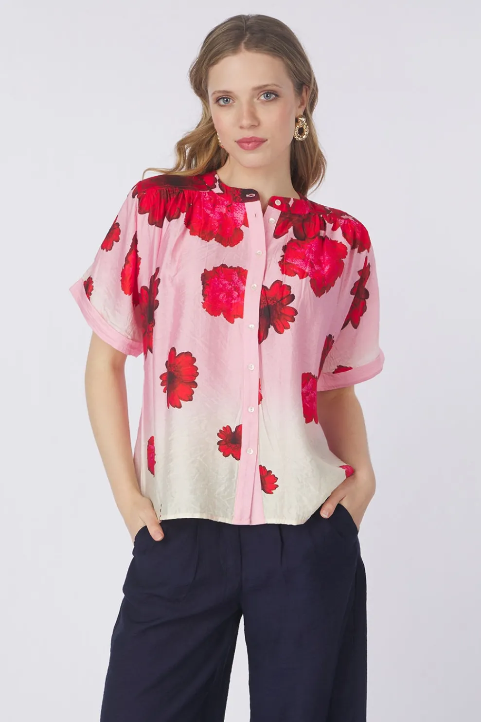 Discount Pom Amsterdam Hemd Flower Bouquet Blue