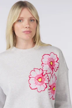 Sale Pom Amsterdam Trui Floral Grey Melange Denim Blue