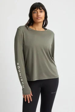 Discount Röhnisch T-Shirt Team Logo Long Sleeve Gunmetal Logo Emboss