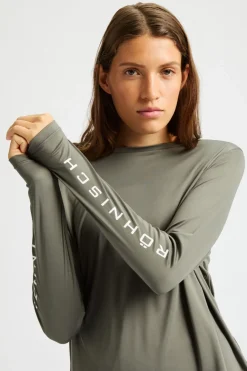 Discount Röhnisch T-Shirt Team Logo Long Sleeve Gunmetal Logo Emboss