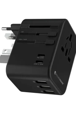 Hot Rolling Square Wereldstekker Travel Adapter - Qc 35,5W Black