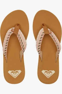 Clearance Roxy Slippers Porto Rope Natural/Crazy Pink